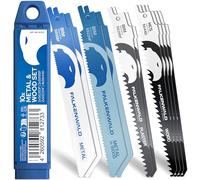 FALKENWALD® Lot de 10 lames de scie sabre 6 métal, 4 bois. Bi-métal & HCS. Pour bois, métal, placo, plastique. Compatibles Bosch, Makita, Einhell, DeWalt
