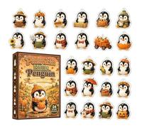 Fall Countdown Calendar, Acrylic Penguin Ornament, Advent Decoration | 24 Days Seasonal Design, Festive Holiday Charm, Multi-Color Finish, for Kids Adults Home Apartment Living Room Tree Mantel