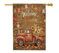 Fall Fox Drapeaux verticaux pour maison avant cour arrière 71,1 x 101,6 cm double face pour extérieur, ferme d'automne rustique camion maison, drapeau imprimé, récolte agricole vintage, décoration