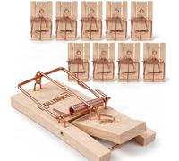 FALLENHELD Tapette à Souris en Bois - Lot de 10 Pièges Réutilisables | Piège à souris mécanique en bois de hêtre - 9,5 x 5 x 1,5 cm - Sans poison ni produit chimique