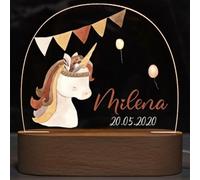 Fallover Cadeau Bébé Personnalisé avec Prénom Date, Cadeaux Naissance Fille Original, Idee Veilleuse Fille de Bapteme Nouveau né, Cadeau de Anniversaire Noël Baptême, Lampe Bebe de Chevet Enfant