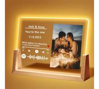 Fallover Cadeau Saint-Valentin Personnalisé, Plaque Acrylique avec Photo, Lampe et Cadre Photo, Spotify Plaque Personnalisé Cadeau ST Valentin Couple, Cadeau Anniversaire Originale pour Homme, Femme
