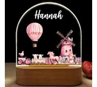 Fallover Veilleuse Bébé Personnalisé Prénom & Date, Lampe Enfant Original, Idée Cadeau Nouveau-né, Baptême, Noël, Naissance, Déco Chambre, Style