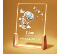 Fallover Veilleuse Bébé Personnalisée Prénom & Date - Cadeau Naissance, Nouveau-Né pour Garçon et Fille, Idée pour Baptême, Anniversaire, Noël (Style 13)