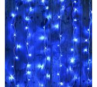 False Guirlande Rideau stalactite 180LED IP44 3M avec timer - Bleu