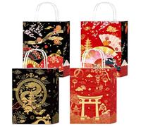 Falueqg Hibachi Décorations de fête - Lot de 16 sacs à friandises en papier japonais Hibachi avec motifs fleurs de cerisier pour décoration de fête d'anniversaire, fête prénatale
