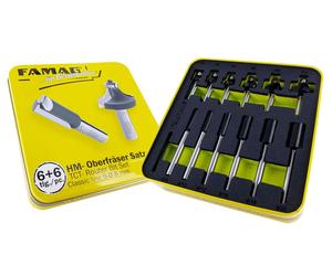 Famag HM-Oberfräser-Satz Classic-Line 6+6 tlg. Fräser-Set Metallbox Abrundfräser