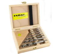 Famag Spiralbohrer Set für Holz, 7-teilig, HSS-G, 3-12 mm, Holz-Box, Holzbohrer