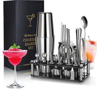 Famanu Cocktail Shaker Set 20-teilig - Professionelles Barman Kit mit Acryl Stand