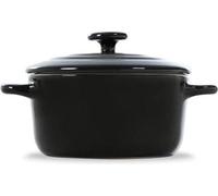Famanu, cocotte en fonte émaillée de 10 cm, couleur Bourgogne, compatible avec les plaques à induction, forme ronde
