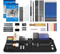 Famanu, coffret de croquis de 52 pièces - Ensemble de crayons de qualité professionnelle avec charbon et pastel pour le dessin et l'ombrage