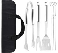 Famanu - Ensemble de grill 7 pièces - Set en acier inoxydable de haute qualité avec sac de transport