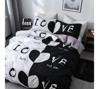 Famanu, ensemble de literie 200 x 200 cm, 3 pièces, noir et blanc - Love