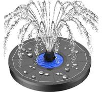 Famanu Fontaine solaire 3,5W - Pompe de jardin flottante avec 8 buses de pulvérisation, idéale pour les bains d'oiseaux et les étangs