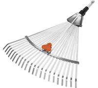 Famanu Laubrechen, largeur de travail réglable de 30 à 50 cm - Outil de jardinage pour le ramassage des feuilles et la tonte du gazon - Système combiné avec tiges (3103-20) - Argent