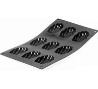 Famanu Moule en silicone pour madeleines - 9 cavités noires - Accessoire de pâtisserie flexible