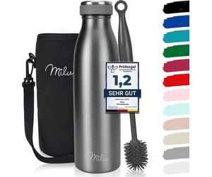 Famanu - Thermos 750 ml - Double paroi, en acier inoxydable, avec brosse de nettoyage
