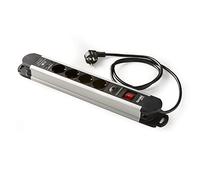 FAMATEL - Multiprise en aluminium 4 prises + 2 ports USB | Prises avec interrupteur lumineux | 1,5 mètre | 3680W | Protection enfant | Prises orientées à 45° | Évite la consommation fantôme | Noir