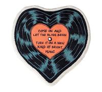 famesale Home Chambre Salle De Séjour Tapis Rond Motif Cartoon Motif CD Record Motif Imprimé Coeur Tapis de Jeux de Chambre