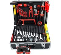 Famex 755-57 Mallette à outils en aluminium avec kit complet d'outils de qualité supérieure - Boîte à outils remplie pour la maison, le garage, l'atelier