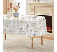 FamHarbor Floral Nappe Ovale Anti Taches et Imperméable, Nappe Table Ronde Botanique, Nappes Polyester Style Champêtre 160x200cm, Résistante et Lavable -AAg21