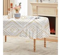 FamHarbor Géométrique Nappe Ovale Anti Taches et Imperméable, Nappe Table Ronde Hexagone, Nappes Polyester Beige 160x200cm, Résistante et Lavable pour Fête, Cuisine, Salon et Jardin -AAa59