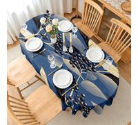 FamHarbor Nappe Ovale Baies en Lavable Anti-Tache, 160x200cm | Motif Botanique, Nappe Polyester pour Cuisine, Salle à Manger, Terrasse, Jardin, Repas Quotidiens et Fêtes