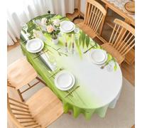 FamHarbor Nappe Ovale Bambou en Lavable Anti-Tache, 160x200cm | Motif Feuilles de Bambou, Nappe Polyester pour Cuisine, Salle à Manger, Terrasse, Jardin, Repas Quotidiens et Fêtes