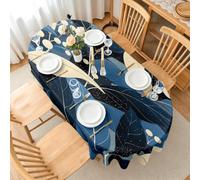 FamHarbor Nappe Ovale Feuilles en Lavable Anti-Tache, 140x200cm | Motif Baies, Nappe Polyester pour Cuisine, Salle à Manger, Terrasse, Jardin, Repas Quotidiens et Fêtes