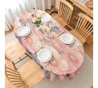 FamHarbor Nappe Ovale Floral en Lavable Anti-Tache, 160x200cm | Motif Botanique, Nappe Polyester pour Cuisine, Salle à Manger, Terrasse, Jardin, Repas Quotidiens et Fêtes