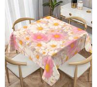 FamHarbor Nappe Rectangulaire Marguerite en Lavable Anti-Tache, 140x200cm | Motif Floral, Nappe Polyester pour Cuisine, Salle à Manger, Terrasse, Jardin, Repas Quotidiens et Fêtes