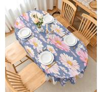 FamHarbor Nappe Rectangulaire Marguerite en Lavable Anti-Tache, 140x200cm | Motif Floral, Nappe Polyester pour Cuisine, Salle à Manger, Terrasse, Jardin, Repas Quotidiens et Fêtes
