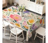 FamHarbor Nappe Rectangulaire Tulipe en Lavable Anti-Tache, 160x200cm | Motif Floral, Nappe Polyester pour Cuisine, Salle à Manger, Terrasse, Jardin, Repas Quotidiens et Fêtes
