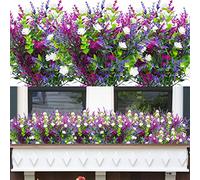 Famibay Fleur Artificielle 6 Pièces Fleurs Artificielles Exterieur Résistantes Aux UV Plastique Fleur Artificielle Exterieur Fausse Fleur Jardin Balcon Terrasse