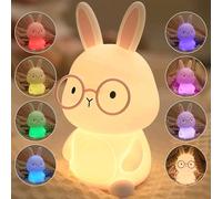 FAMIDUO Veilleuse Lapin Blanc Enfant, Lampe de Chevet Silicone Souple