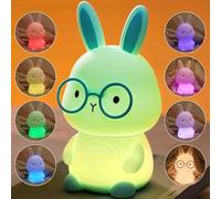 FAMIDUO Veilleuse Lapin Vert Enfant, Lampe de Chevet Silicone Souple