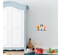 Familienest - Kit de fixation pour tringle à vêtements en bois à double rail avec 3 figurines (cheval, vache, cochon) - 11 x 6 cm