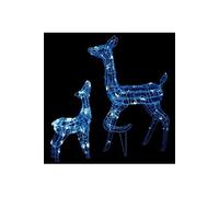 vidaXL Famille de rennes de décoration Acrylique 160 LED bleues