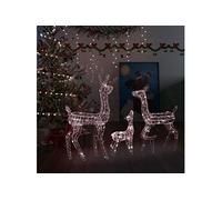 vidaXL Famille de Rennes de Décoration Rennes Lumineux Décoration de Noël Jardin Patio Arrière-cour Extérieur Intérieur Acrylique 300 LED Blanc Chaud Blanc chaud G