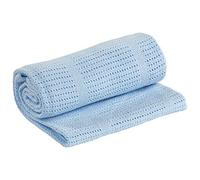 Family Bedding Couverture cellulaire en Coton Bleu - Lit Double | Couvre-lit Thermique léger réversible | Design Traditionnel Doux (230 x 230 cm)