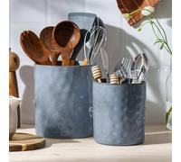 famiware Ocean Lot de 2 porte-ustensiles de cuisine en céramique pour comptoir, 18,3 cm + 14,7 cm, bleu