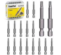FamlTol 18 Pièces T20 Embout Torx 50 mm Embouts de Vissage Magnétiques en Acier S2 pour Outils Électriques Électronique Appareils Ménagers et Réparation Automobile
