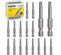 FamlTol 18 Pièces T25 Embout Torx 50 mm Embouts de Vissage Magnétiques en Acier S2 pour Outils Électriques Électronique Appareils Ménagers et Réparation Automobile
