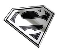 Fan Emblems Superman Logo Autocollant de Voiture bombé/Noir/Chrome Finish, DC Comics Automobile emblème d'autocollant s'applique Facilement aux Voitures, camions, Motos, Ordinateurs Portables, etc.