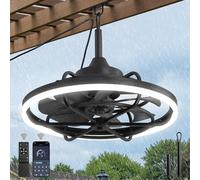 Fanbulous Ventilateurs de plafond d'extérieur avec lumière pour terrasse, ventilateur de plafond résistant aux intempéries, ventilateur de plafond résistant aux intempéries, télécommande et contrôle