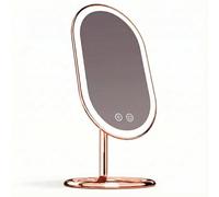 Fancii Miroir De Maquillage à LED avec 3 Réglages d'éclairage à Intensité Variable, sans Fil et Rechargeable - Miroir De Courtoisie Illuminé, à Double Grossissement, Vera (Or Rose)