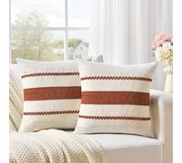 Fancy Homi Lot de 2 Housses de Coussin décoratives rouilles de Style bohème pour canapé-lit, Sofa, esthétique, Moderne, décoration d'automne Biologique, Coton Doux, Terre Cuite texturée pour Ferme,