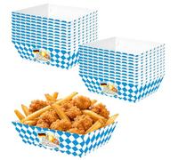 Fancysky 20Pcs Barquette Frites Thème Oktoberfest, Barquette Carton Snacks | Barquette Carton en Forme de Bateau pour Snacks, Frites et Apéritifs, Bol de Fête Bleu Blanc pour Buffet, Barbecue et Soirée