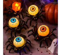 Fancysky Halloween Araignée Bougie Lumineuse, 12 Pièces | Pièces LED Bougies Chauffe-Plat Araignée Sans Flamme, Globe Oculaire Araignée à Led pour Halloween