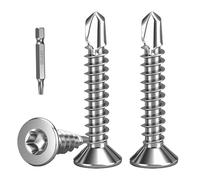 FandWay 100 Pièces Torx Vis Autoforeuse Metal,M4.2x25mm Vis à Tôle Autotaraudeses et Autoperceuse Autoperforante Inox 410 Torx Tête Fraisée Plate pour Aluminium Bois Tôle Plastique.Avec 1 TX20.